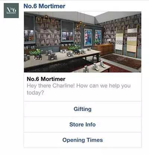 雅诗兰黛在FacebookMessenger上线了聊天机器人“No.6 Mortimer”